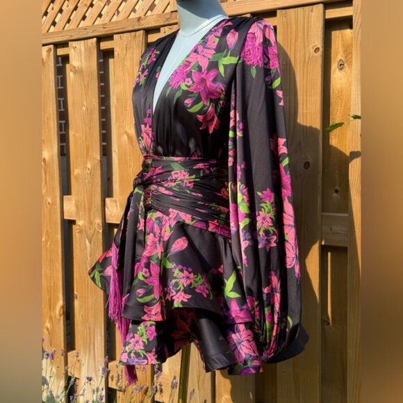 🆕 BRONX & BANCO 🧿 NWOT Bedouin Pink Lily Mini Dress, Tassel Tie, Sz XS US 2 - Picture 4 of 16